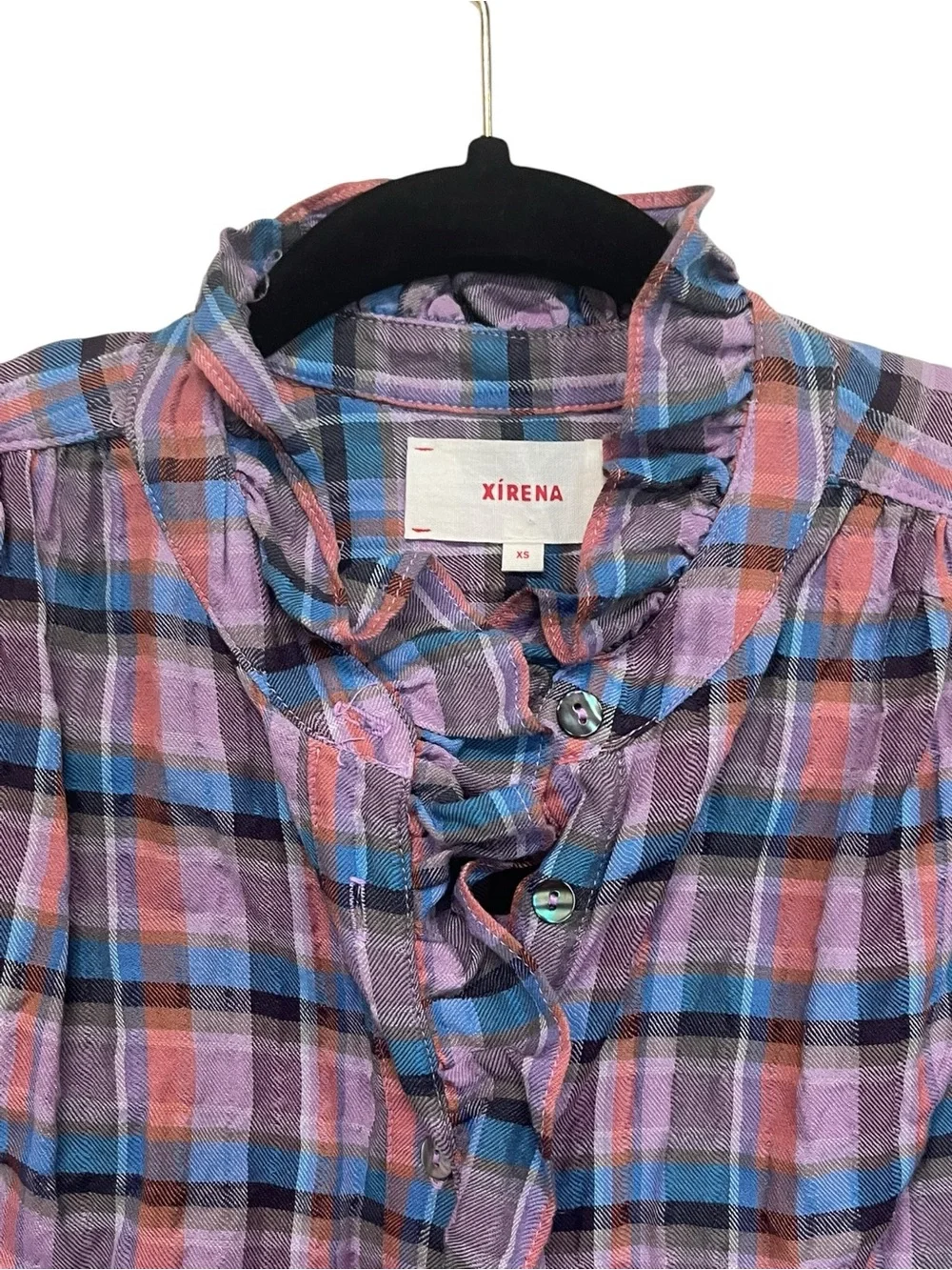 XIRENA | Purple‎ Plaid women's Nicholson shirt XS
